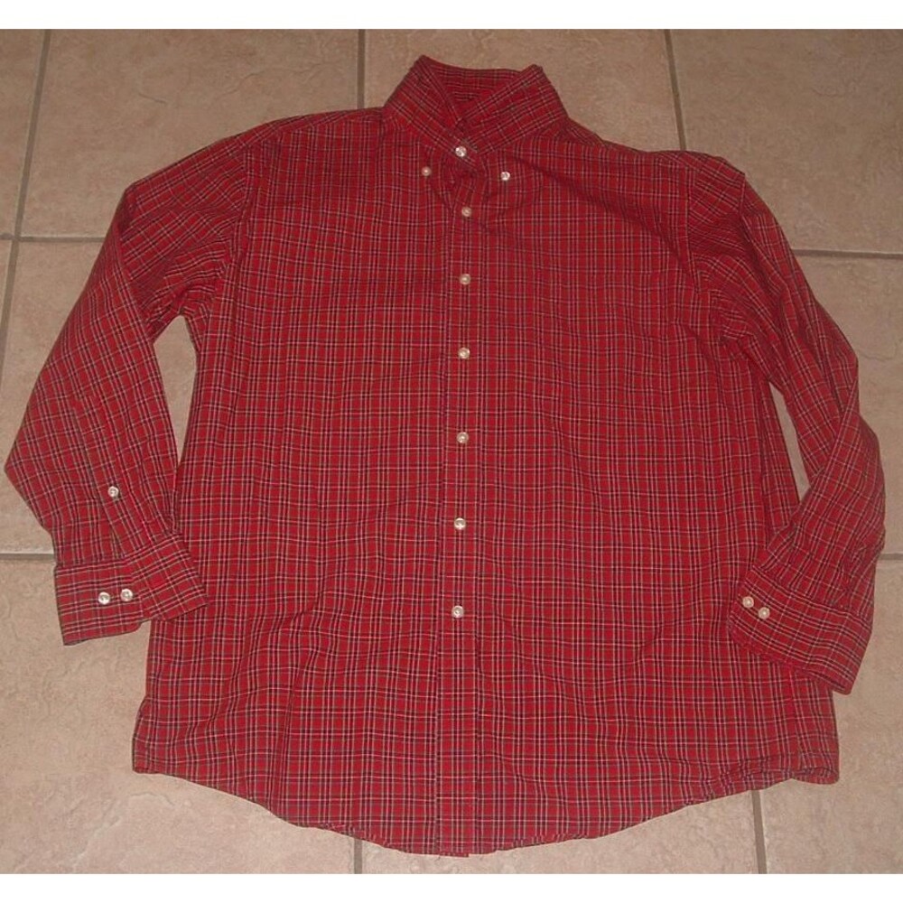 TOMMY HILFIGER Mens Sz XL Slim Fit Casual or Dress Red Plaid Button Up Shirt - Picture 1 of 2
